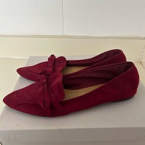 Wine Red Bow Ballet Flats